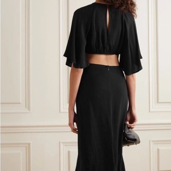 Reformation Benny Cutout Crepe Dress Black Size: 0 - Picture 3 of 11